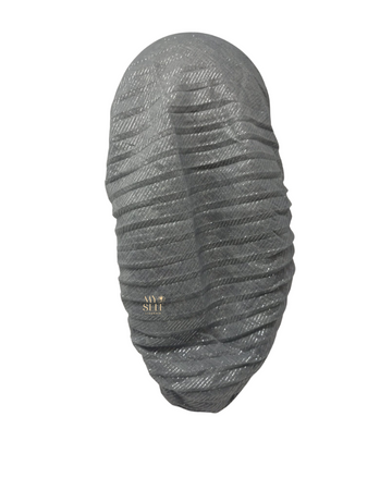 SG PR02-MG Medium Grey Cotton Lurex Pleated Adjustable Pre-Tied Bandanna myselflingerie.com